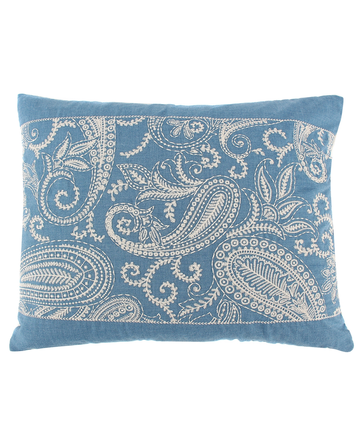 Levtex Khotan Embroidered Decorative Pillow, 18" X 14" In Blue