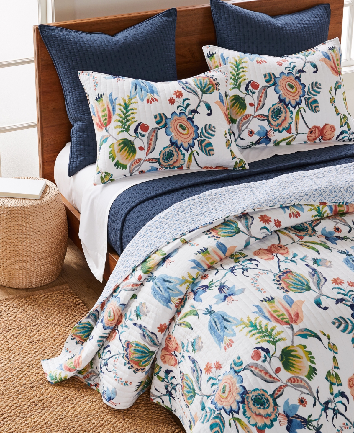 Levtex Eleni Vine Floral Reversible 3-pc. Quilt Set, King/california King In Blue