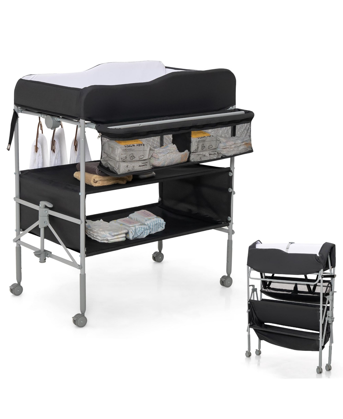 Costway Foldable Baby Changing Table In Black ModeSens