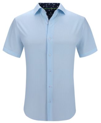 Men's Slim Fit Short Sleeve Performance Stretch Button Down Dress Shirt