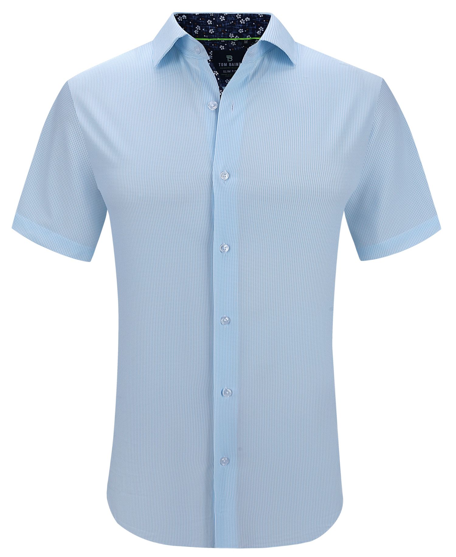 Men's Slim Fit Short Sleeve Performance Stretch Button Down Dress Shirt