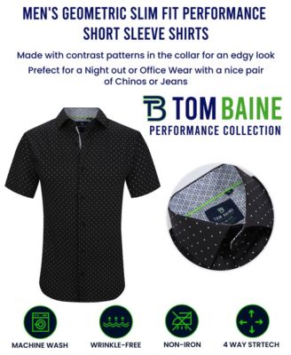 Men's Slim Fit Short Sleeve Performance Stretch Button Down Dress Shirt