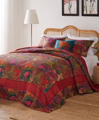 Jewel Kantha Quilted 3 Piece Bedspread Set, Queen