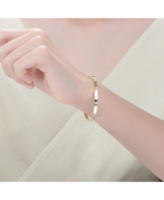 14k Gold Plated Cubic Zirconia Bangle Box Clasps Bracelet