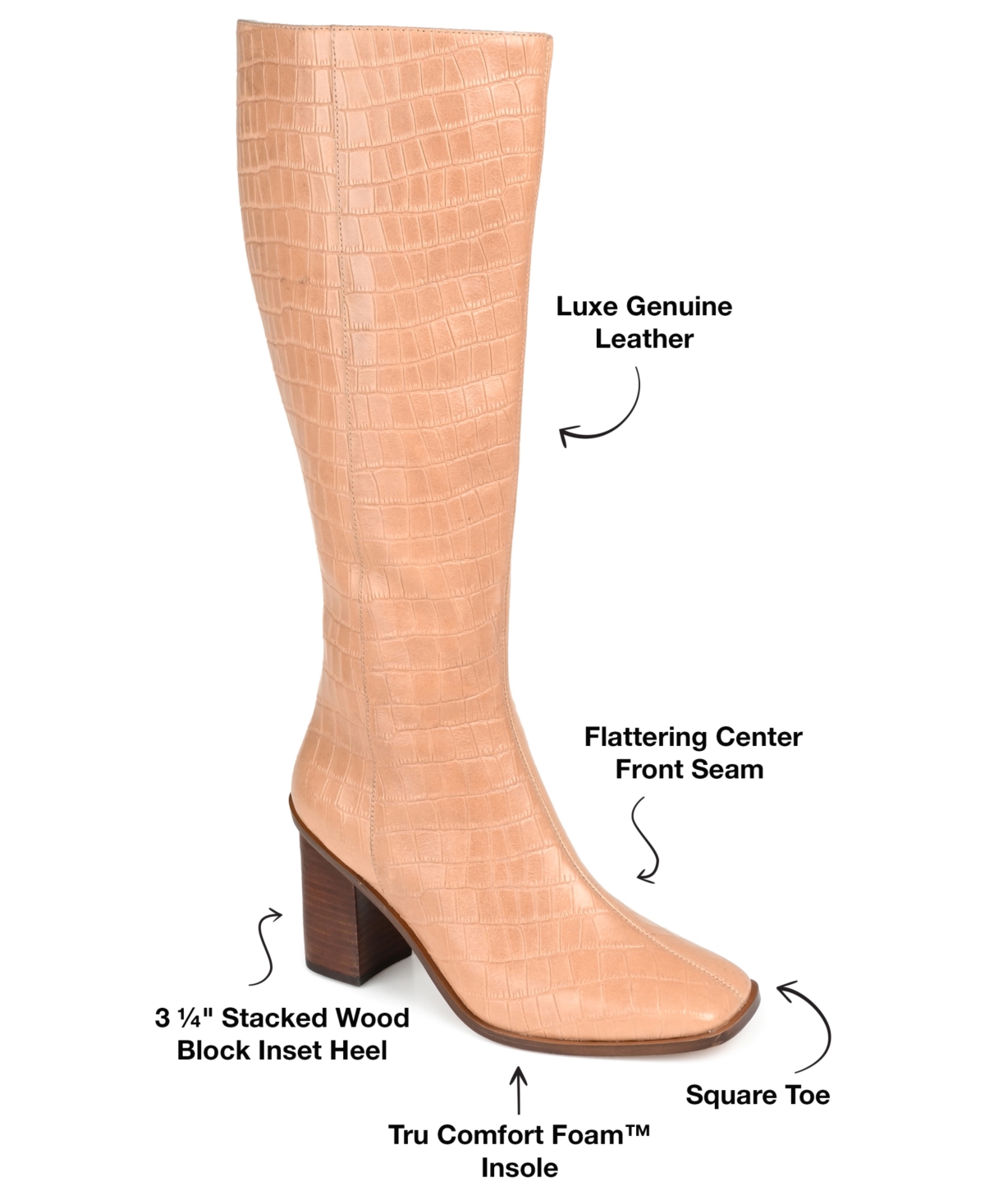 Journee Signature Women's Tamori Stacked Heel Knee High Boots