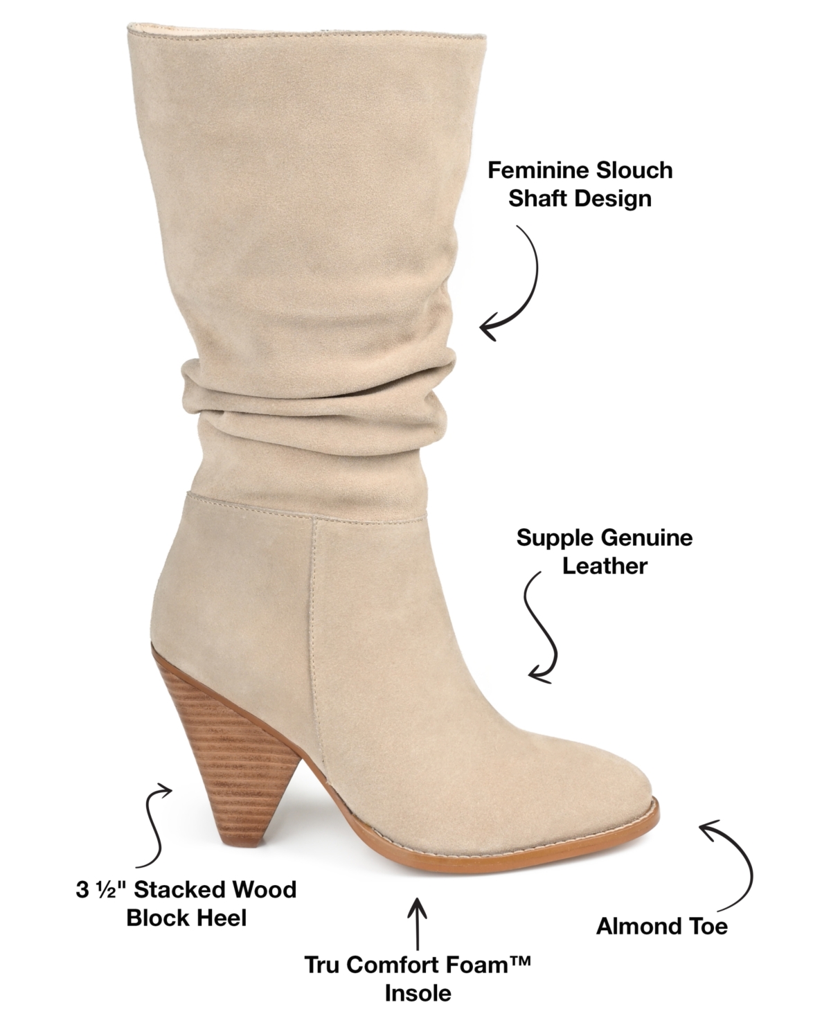 Journee Signature Women's Syrinn Slouch Cone Heel Mid Shaft Dress Boots