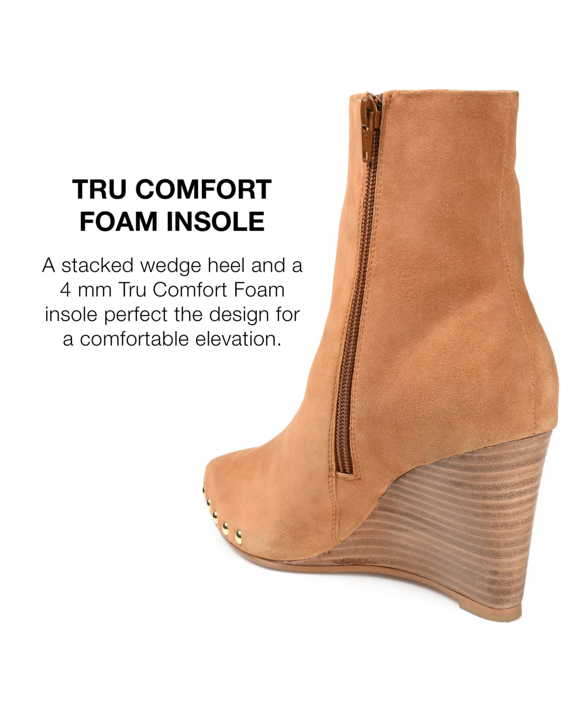 Journee Signature Women's Reeya Studded Stacked Wedge Booties