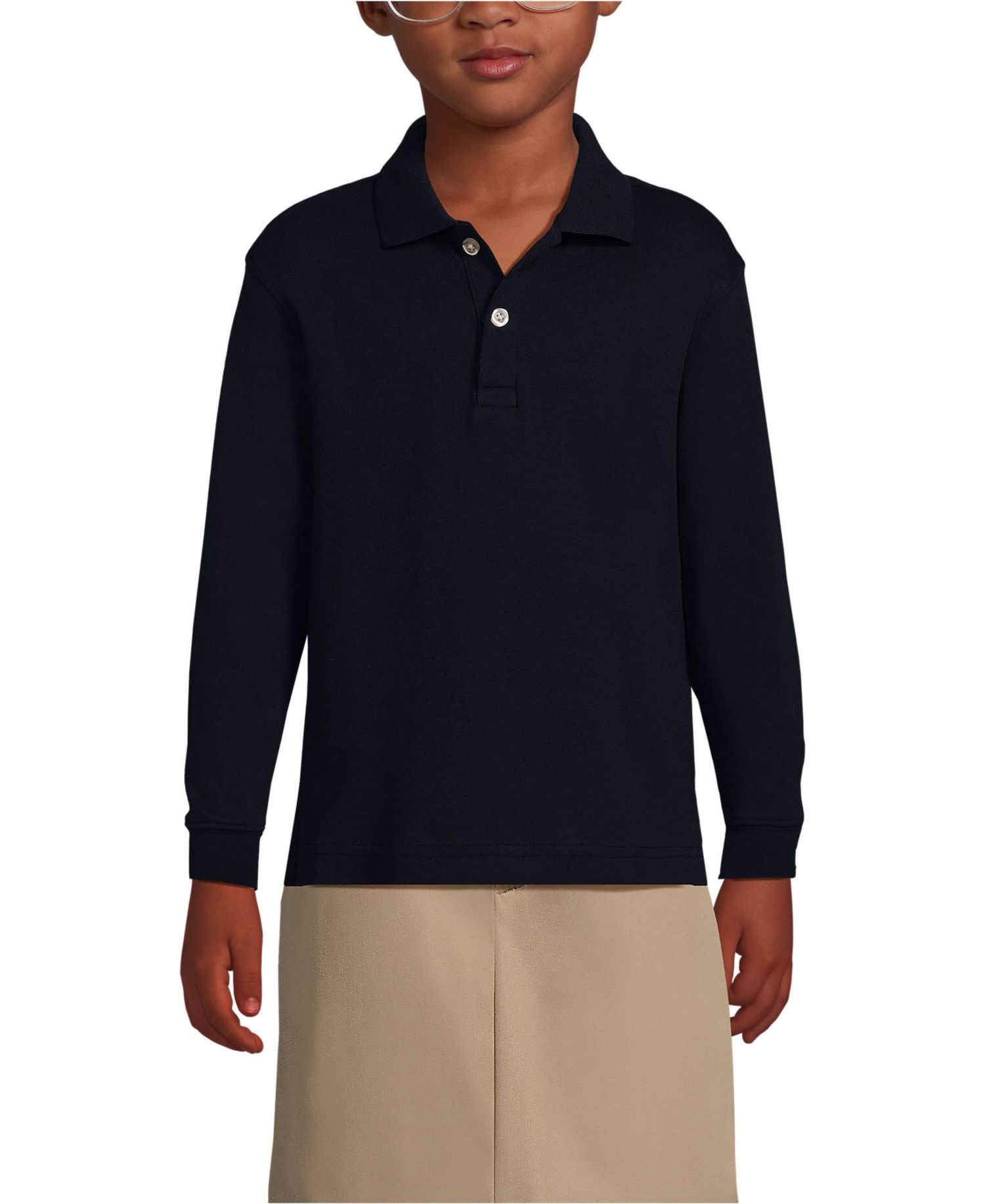 School Uniform Kids Long Sleeve Interlock Polo Shirt