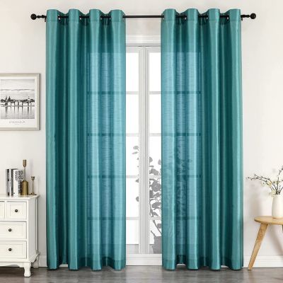 Montauk Accents 2 Pack Ultra Luxurious Faux Silk Sheer Grommet Top Curtain Panels