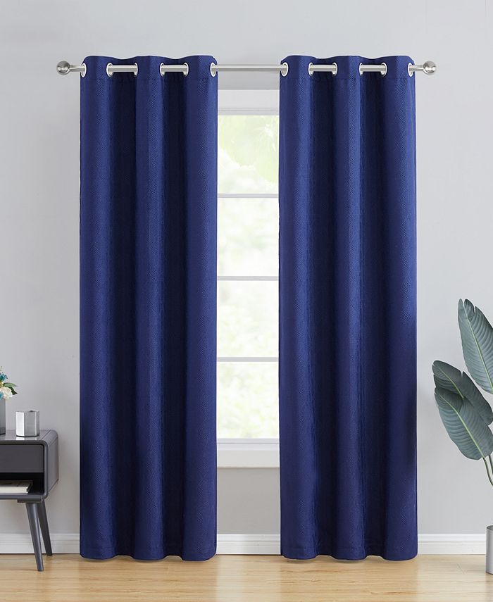 Tahari Home Galene Lustrous Leaf Jacquard Blackout 2Piece Curtain