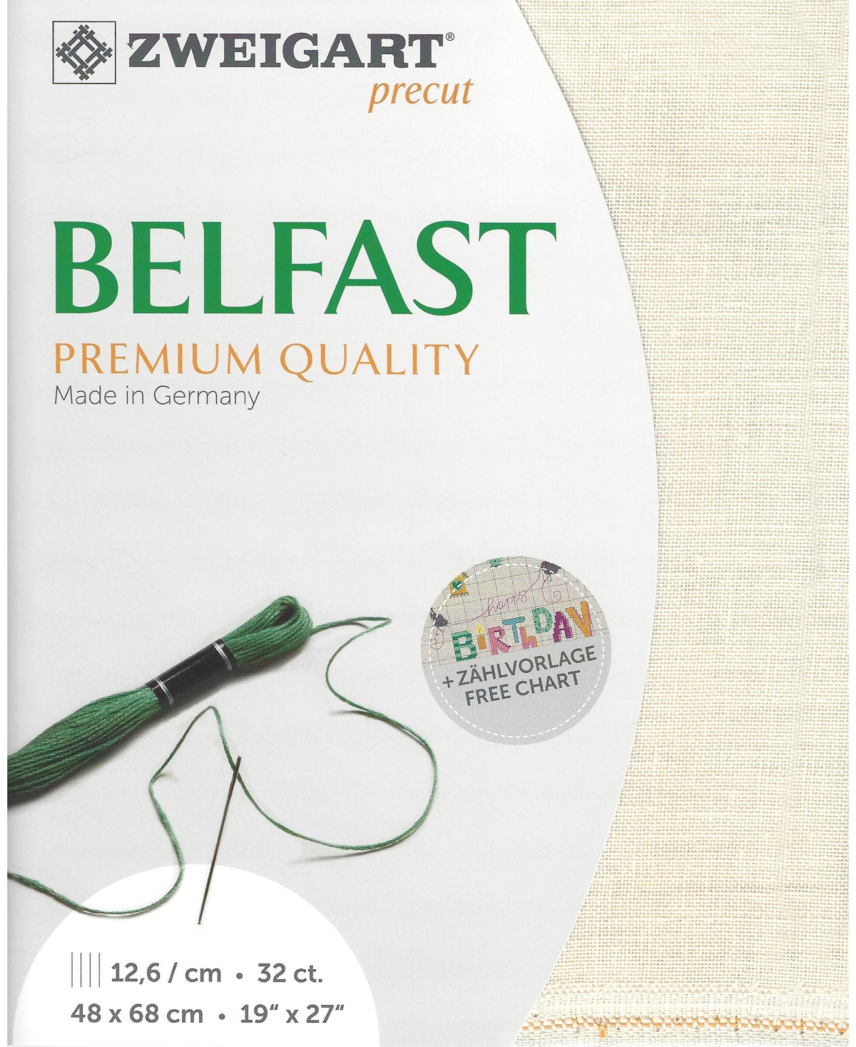 Precut Needlework Fabric Zweigart Belfast 32 count Soft Ivory 3609/99 - Beige/khaki