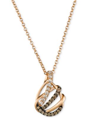 Le Vian - Chocolate Diamond & Nude Diamond Swirling Teardrop 18" Pendant Necklace (3/8 ct. t.w.) in 14k Rose Gold
