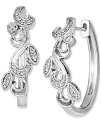 Le Vian - Vanilla Diamond Filigree Small Hoop Earrings (1/6 ct. t.w.) in Platinum, 0.89"