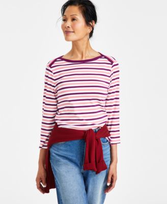 Style & Co - Petite Valerie Stripe 3/4-Sleeve Top