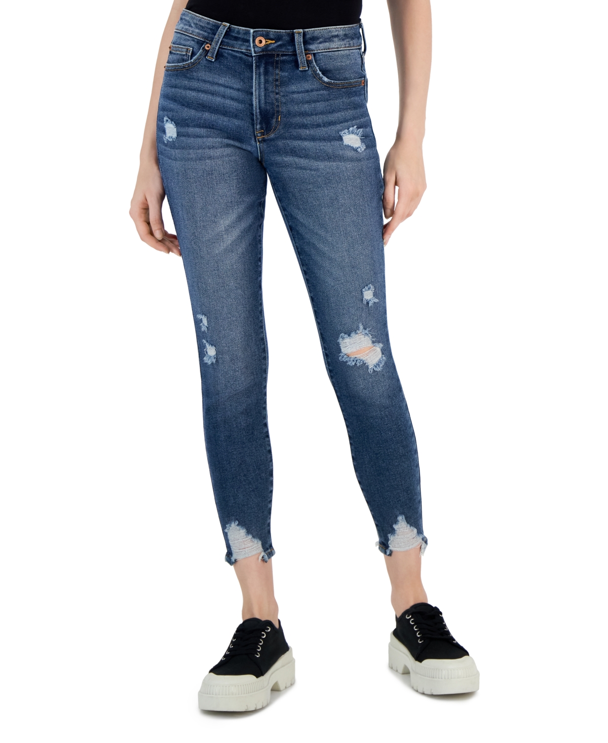 Celebrity Pink Juniors' Mid Rise Cropped Ankle Skinny Jeans In Tapped In