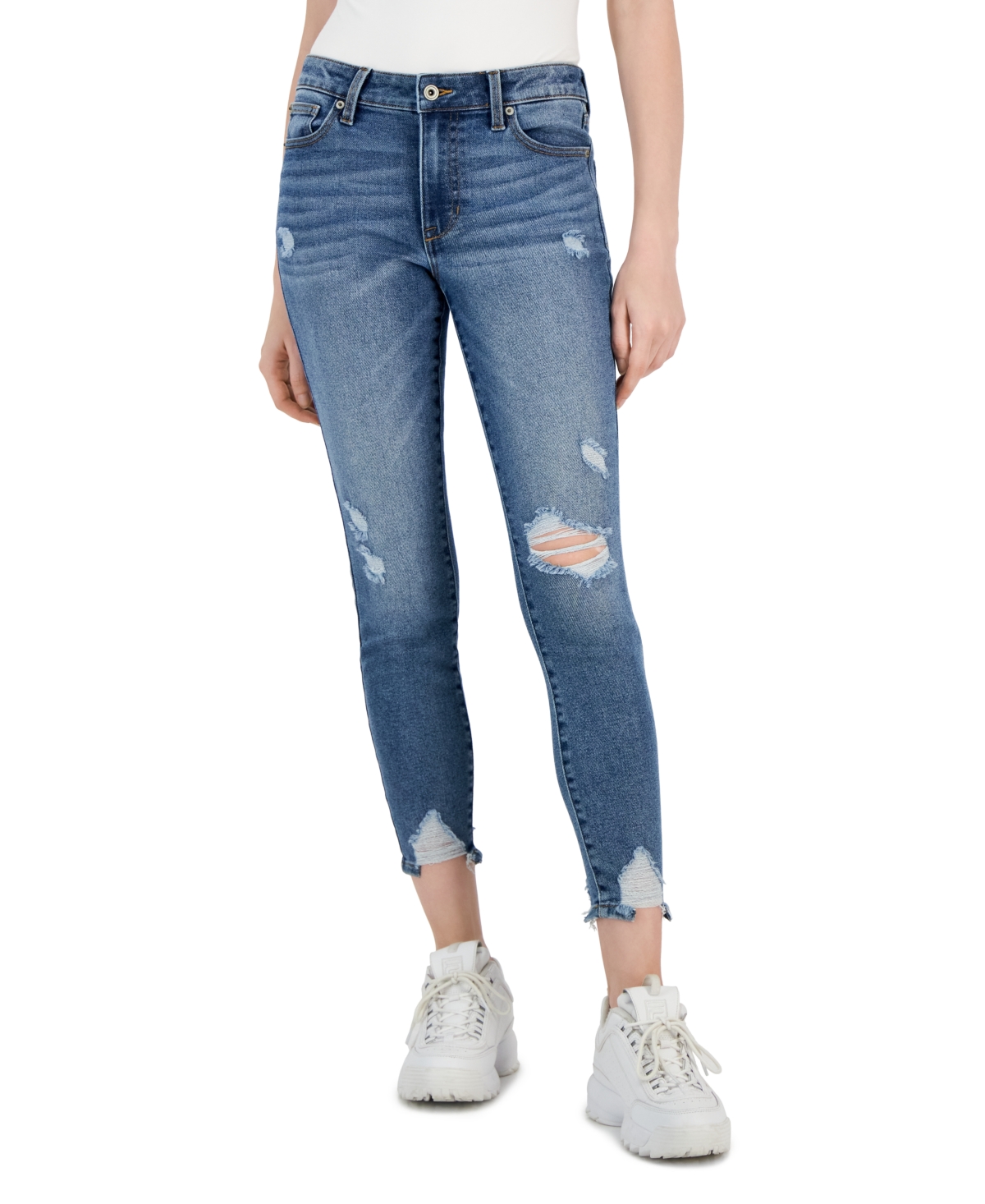 Celebrity Pink Juniors' Mid Rise Cropped Ankle Skinny Jeans In Last Answer