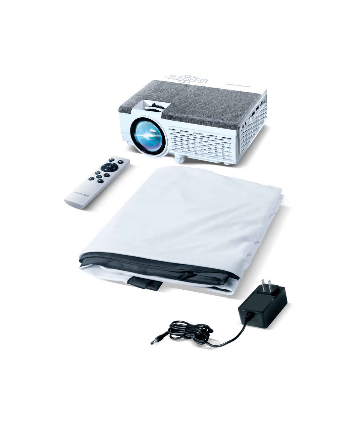 Brookstone All-in-one Home Theater Projector And Screen Set In White