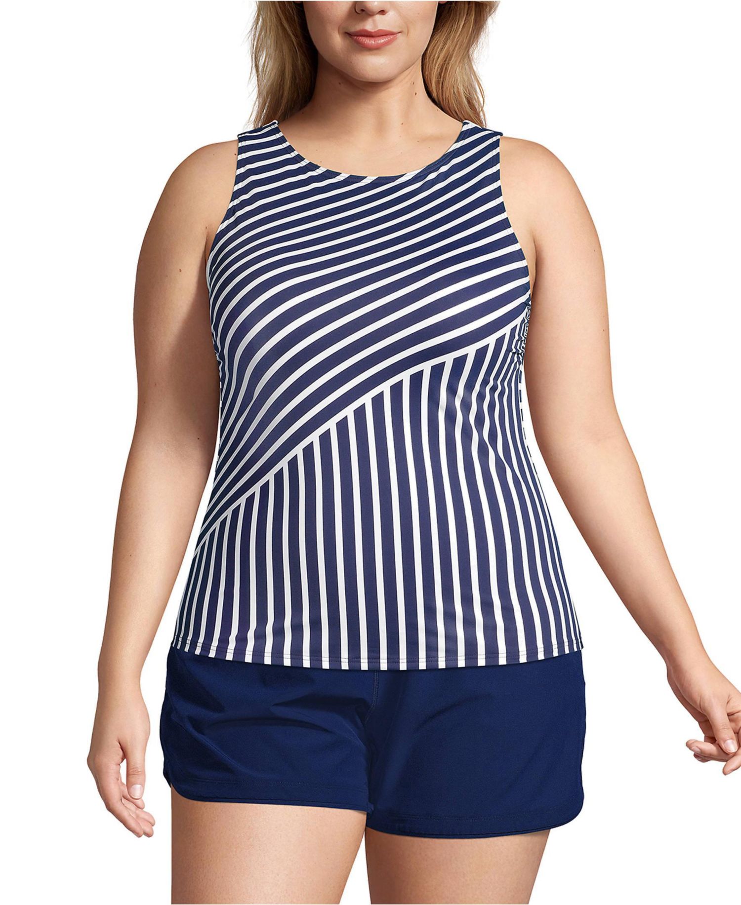 Plus Size DDD-Cup High Neck UPF 50 Modest Tankini Swimsuit Top