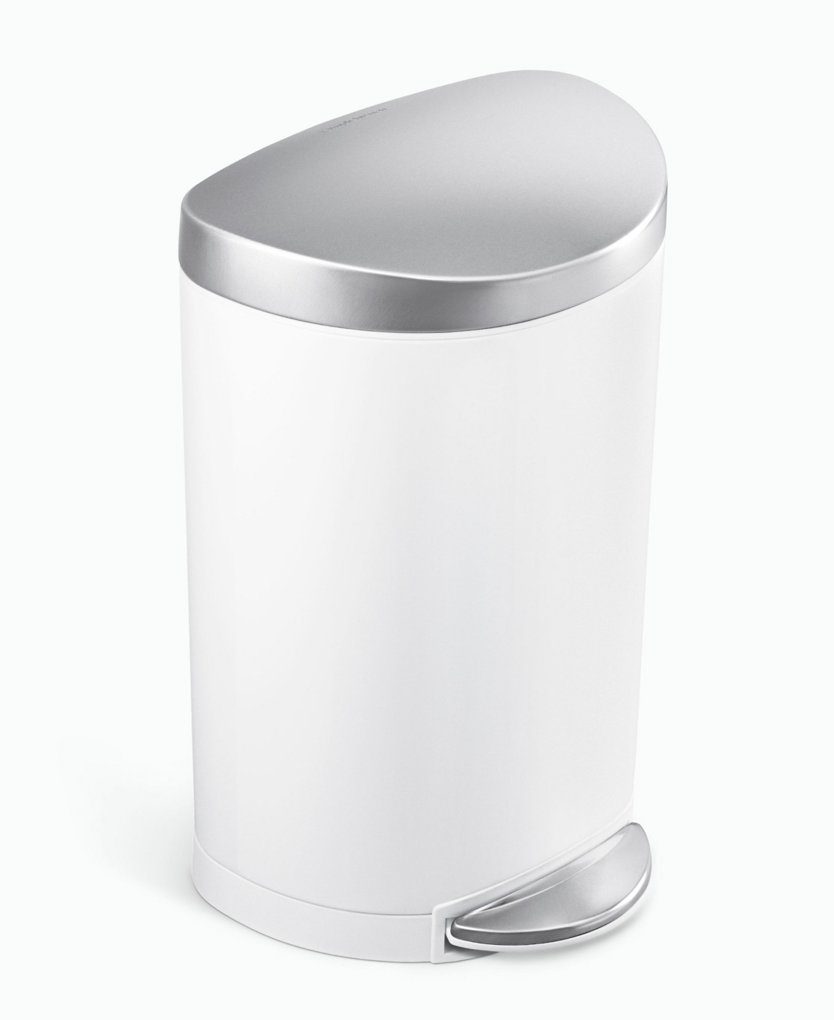 Simplehuman 6 Litre Steel Semi-round Step Can Steel In White Stainless Steel