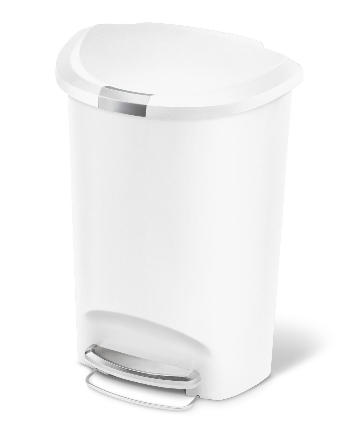 Simplehuman 50 Litre Plastic Semi-round Step Can In White