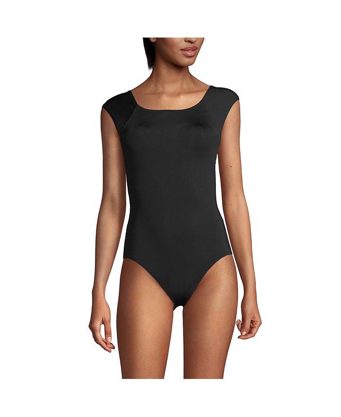 Lands' End Women's Chlorine Resistant Tummy Control Cap Sleeve X-Back One  Piece Swimsuit - Macy's