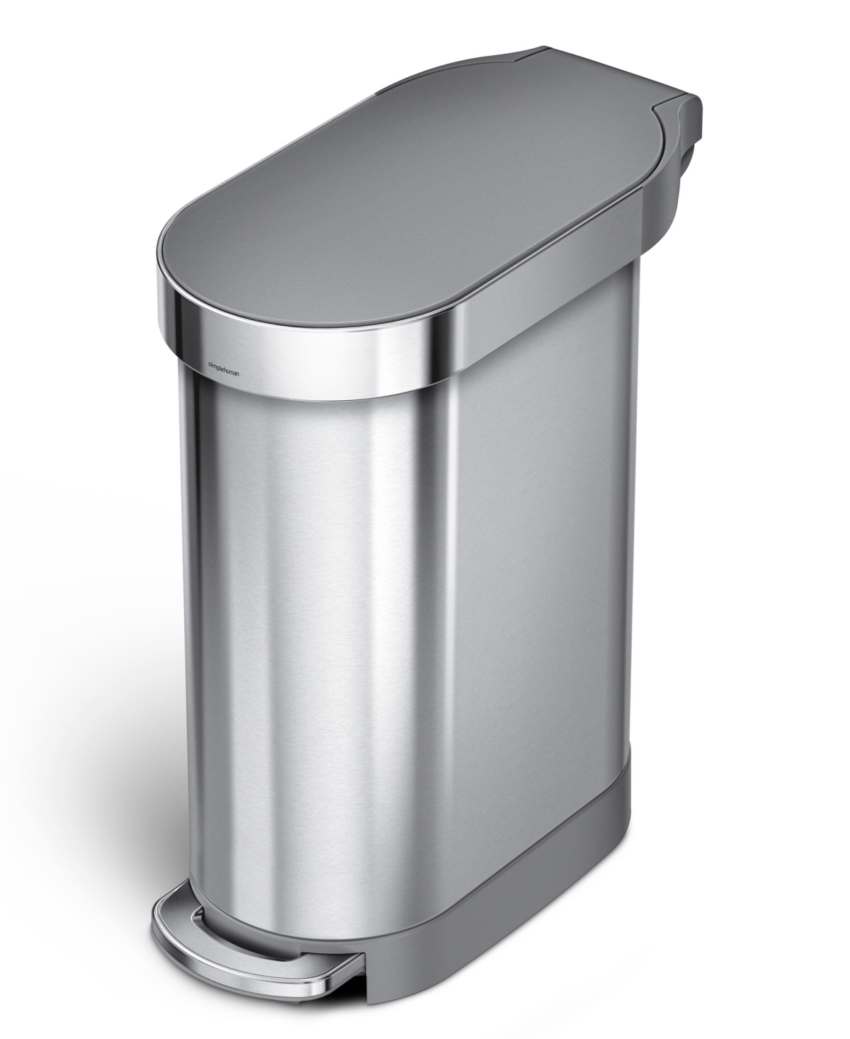 Simplehuman 45 Litre Slim Step Can With Plastic Lid In Brushed Stainless Steel