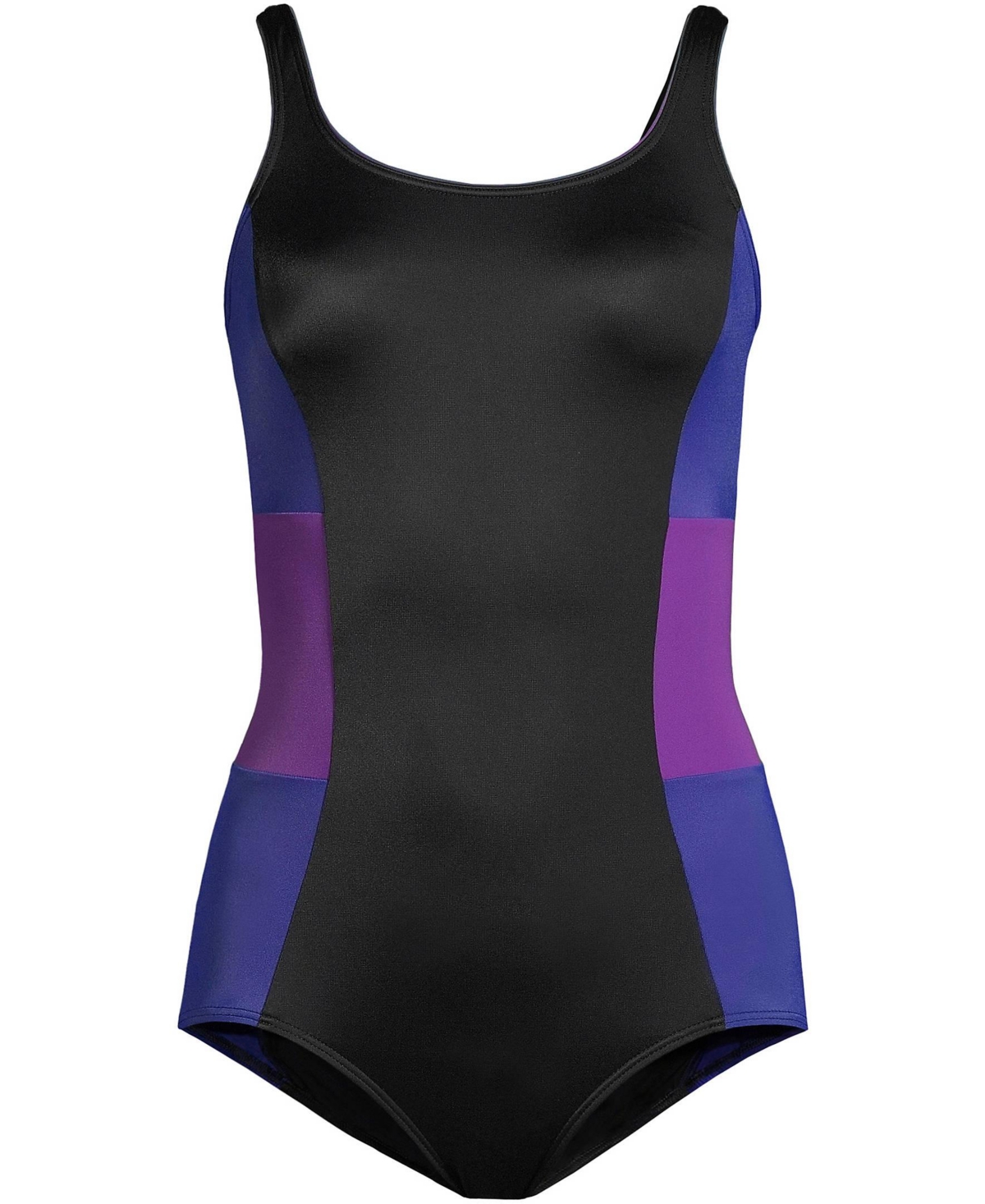 Lands' End Women's D-Cup Chlorine Resistant Soft Cup Tugless Sporty One Piece Swimsuit -purple grape