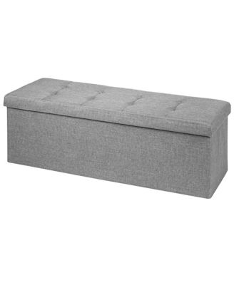 Fabric Folding Ottoman Storage Chest With Divider Bed End Bench