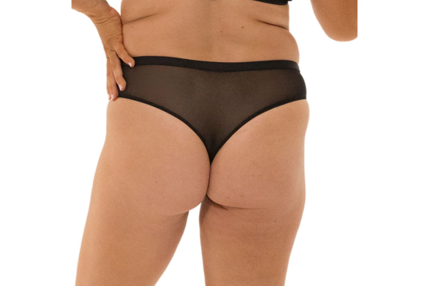 Plus Size Nude Shade Mesh Sheer Stretch Thong