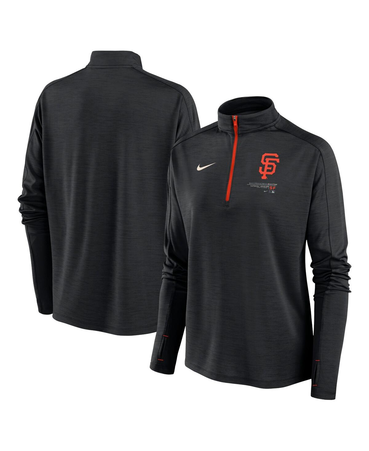 Shop Nike Women's  Black San Francisco Giants Pacer Quarter-zip Top