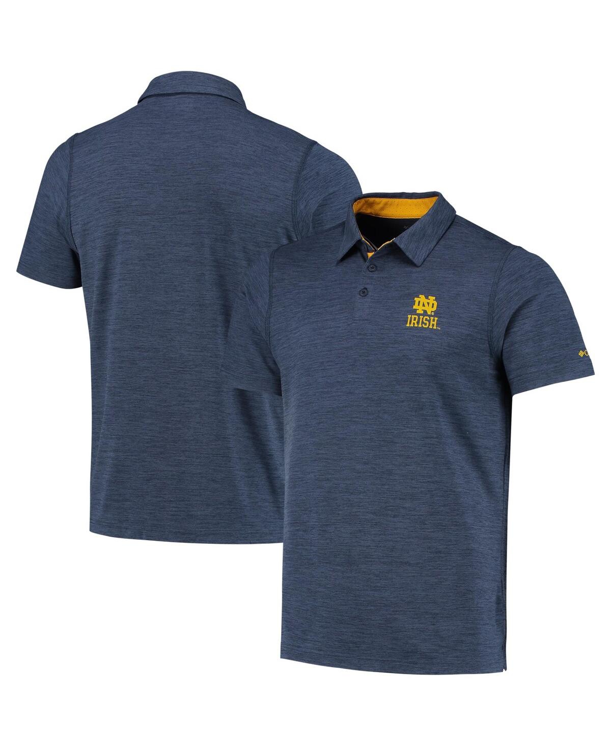 Men's Columbia Navy Notre Dame Fighting Irish Tech Trail Omni-Shade Polo Shirt - Navy