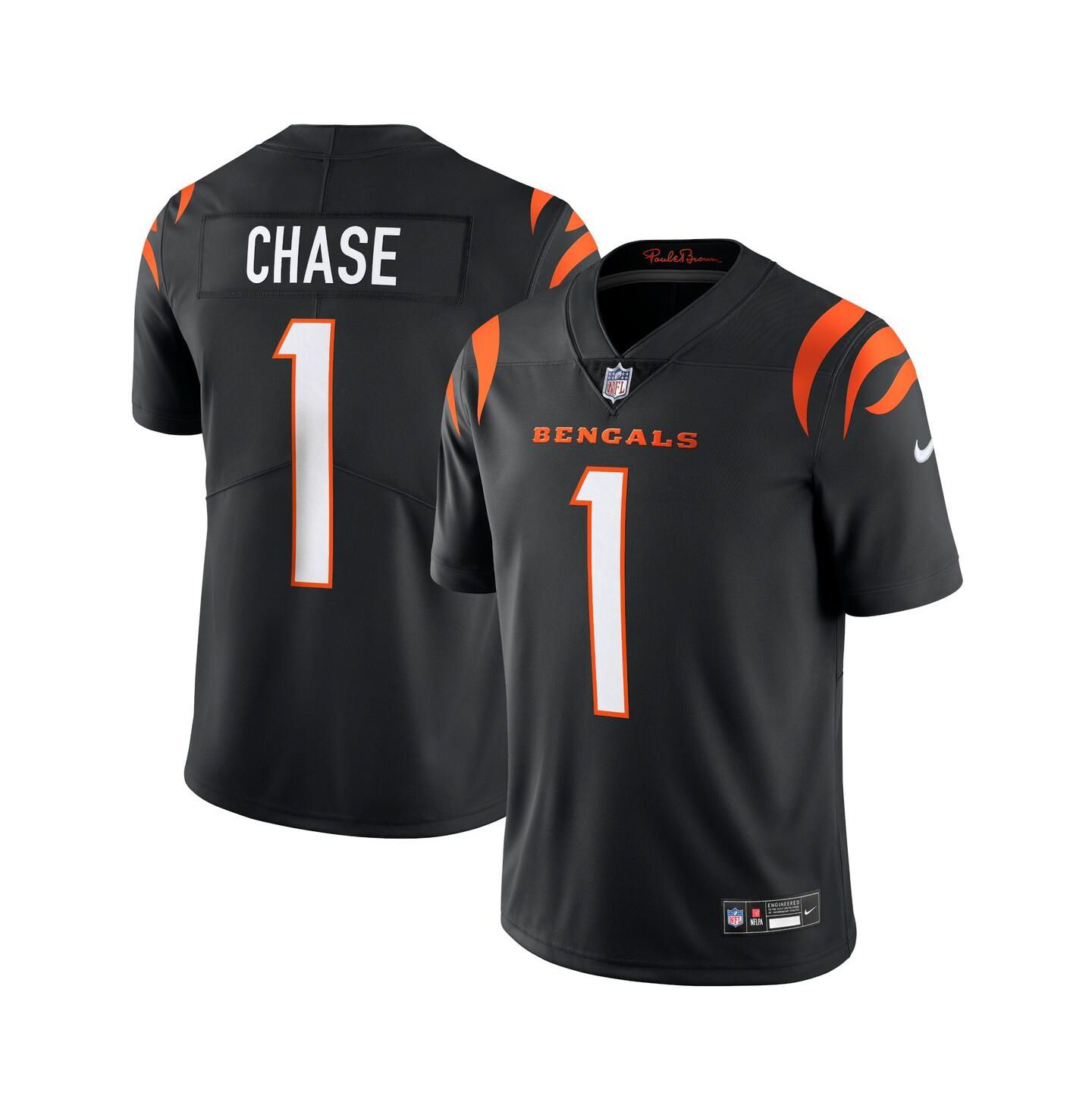 Мужской топ Nike Ja'Marr Chase Cincinnati Bengals Vapor Untouchable Limited Jersey, цвет: Чёрный — фото 1