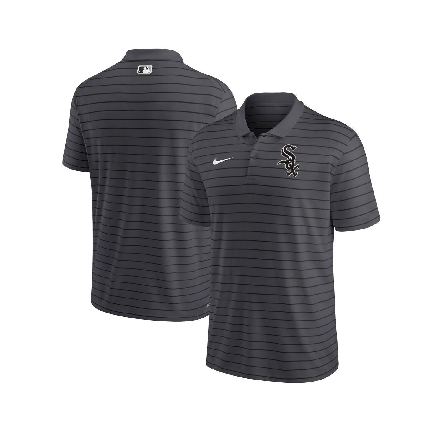 Men's Charcoal Chicago White Sox Authentic Collection Victory Striped Performance Polo Shirt