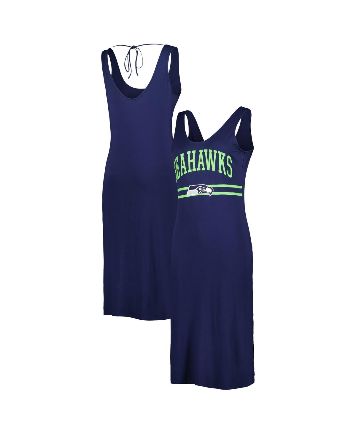 G-III 4HER BY CARL BANKS WOMEN'S G-III 4HER BY CARL BANKS COLLEGE NAVY SEATTLE SEAHAWKS TRAINING V-NECK MAXI DRESS