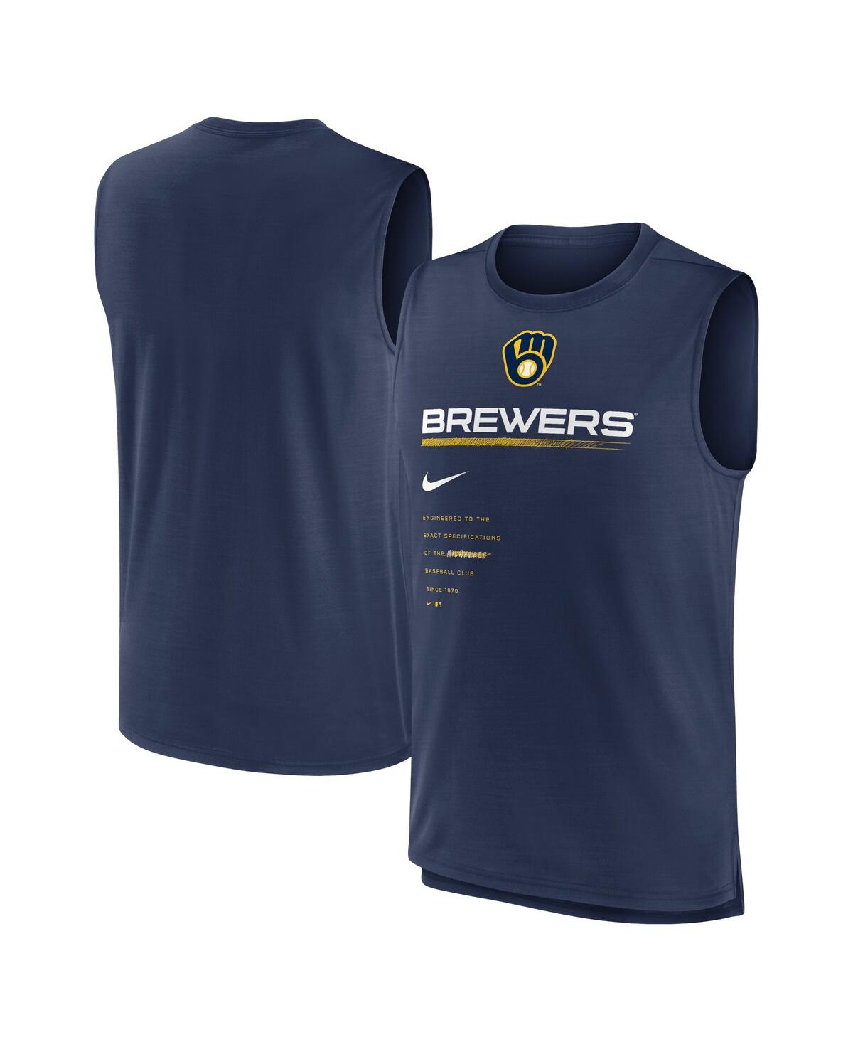 Shop Nike Men's  Navy Milwaukee Brewers Exceed Performance Tank Top