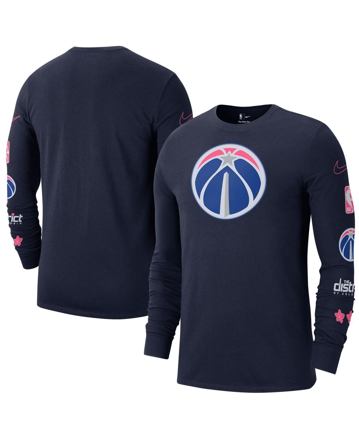 Shop Nike Men's  Navy Washington Wizards 2022/23 City Edition Essential Expressive Long Sleeve T-shirt