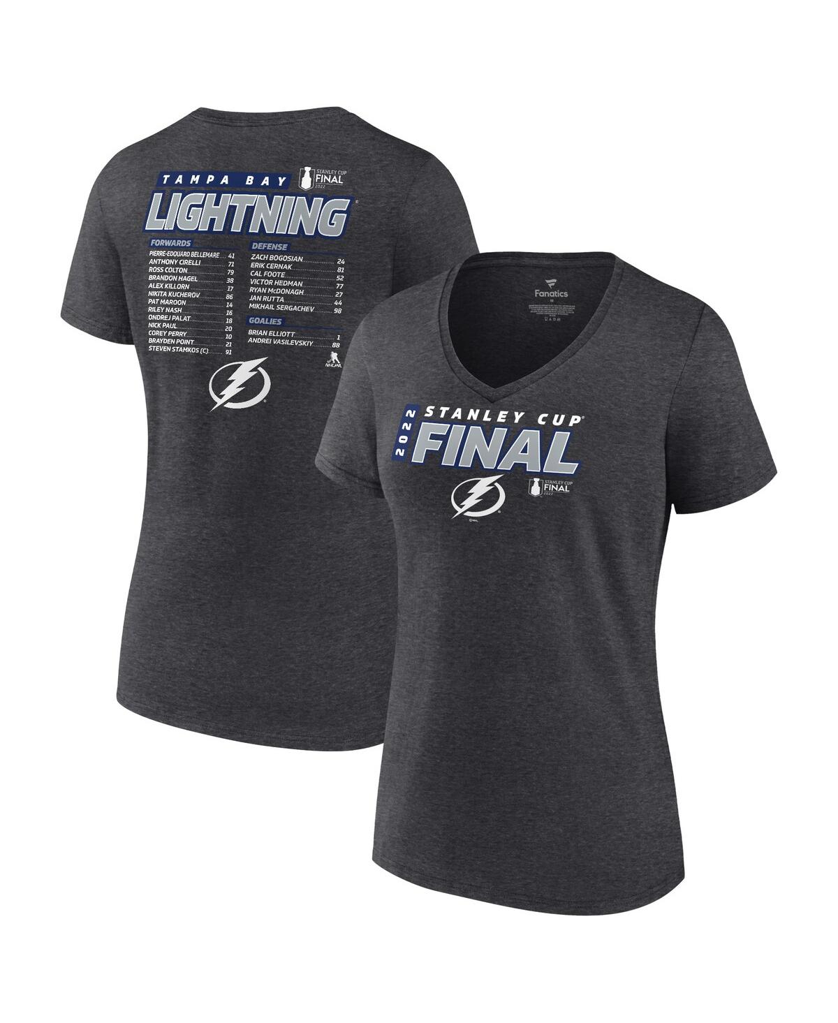 Fanatics Branded Heathered Charcoal Tampa Bay Lightning 2022 Stanley Cup Final Own Goal Roster V-nec In Heathered Charcoal