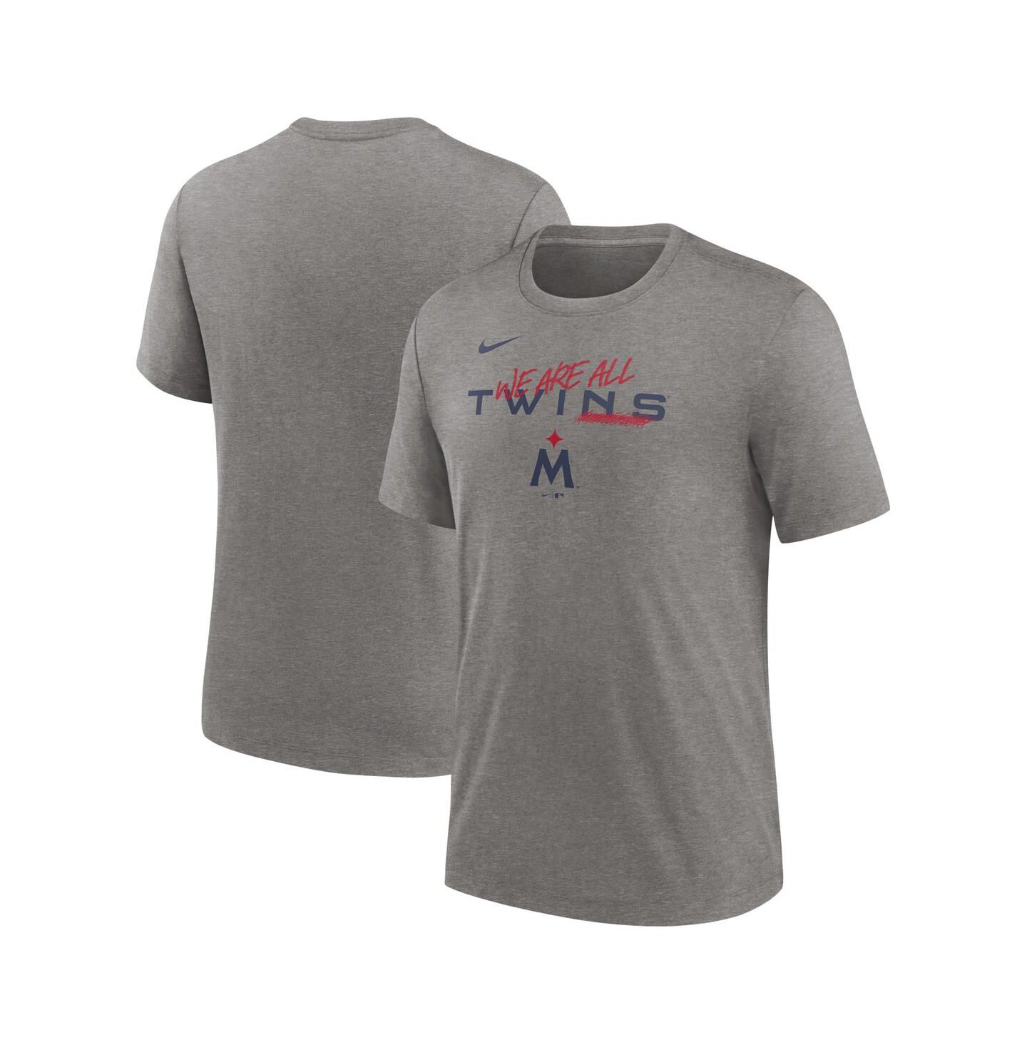 Мужская футболка Nike Heather Gray Minnesota Twins We Are All Tri-Blend — фото 2