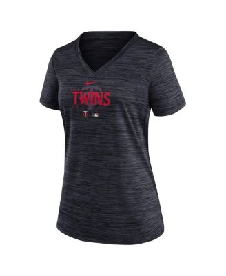 Women's Black Minnesota Twins Authentic Collection Velocity Practice Performance V-Neck T-shirt