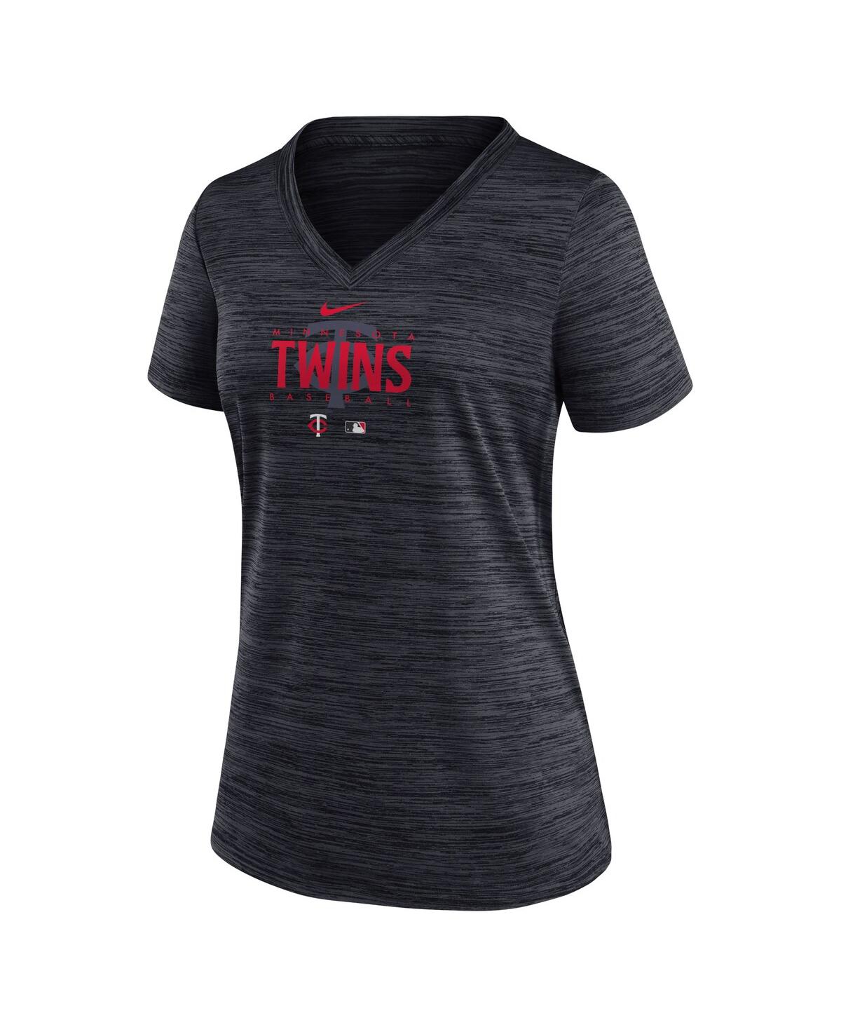 Nike Women's  Black Minnesota Twins Authentic Collection Velocity Practice Performance V-neck T-shirt In Black