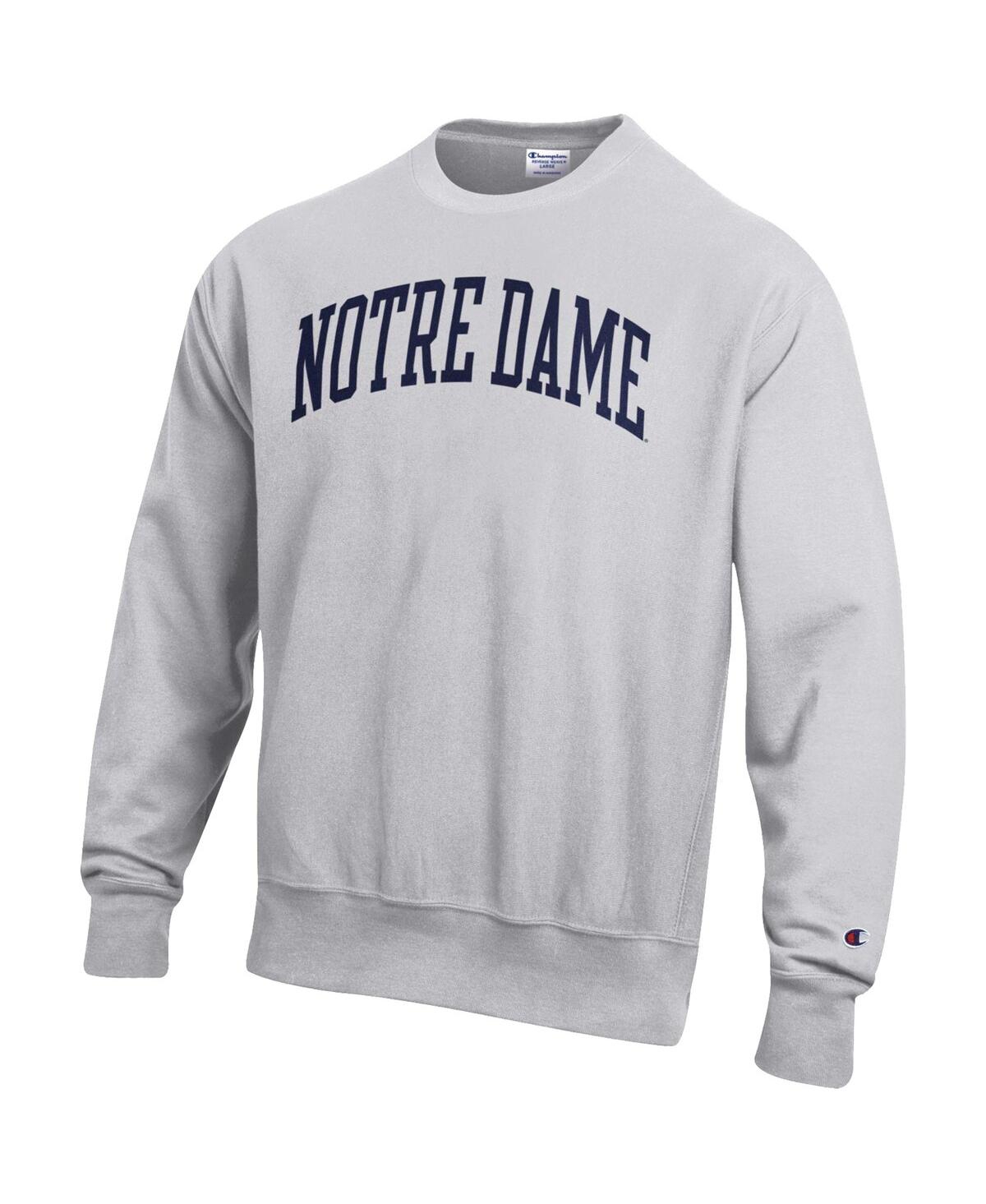 Champion Men's  Ash Notre Dame Fighting Irish Big And Tall Reverse Weave Fleece Crewneck Pullover Swe In Heathered Gray