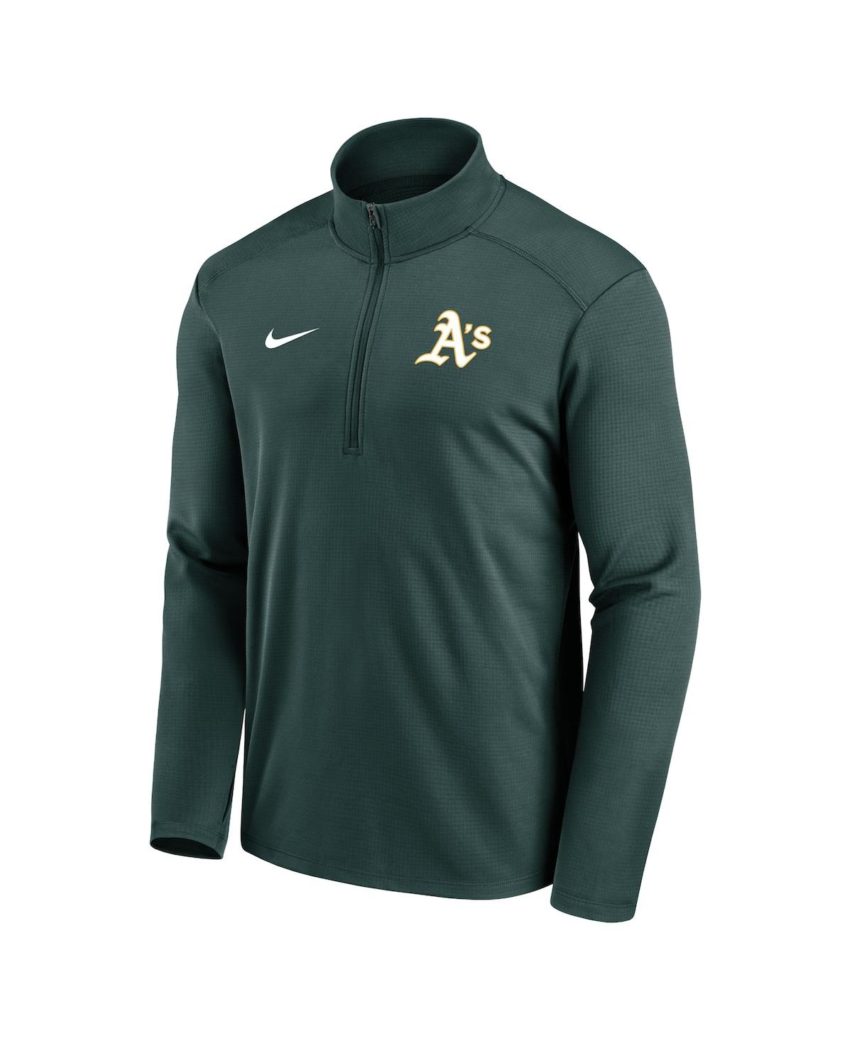 Shop Nike Men's  Green Oakland Athletics Agility Pacer Performance Half-zip Top