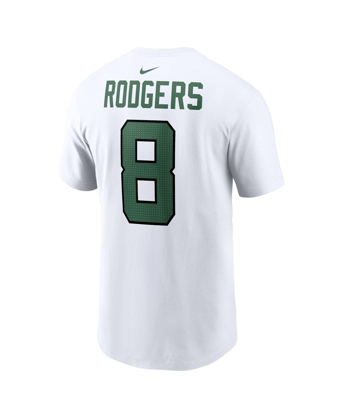Shop Nike Men's  Aaron Rodgers White New York Jets Player Name And Number T-shirt