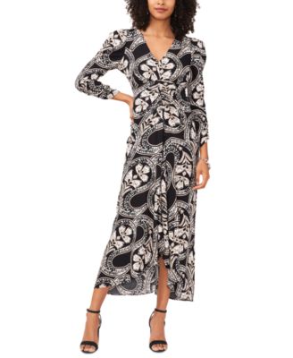 MSK - Women's Printed Ruched Maxi Dress