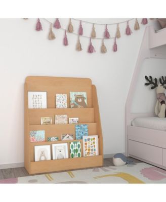 Kid'S Bookshelf Or Toy Storage Shelf For Bedroom Or Playroom In Wood Finish With Safe, Kid-Friendly Curved Edges