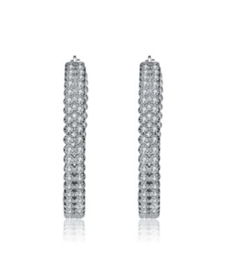 Sterling Silver Cubic Zirconia Braided Hoop Earrings