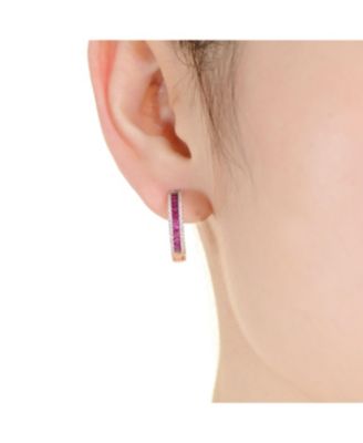 Sterling Silver Baguette Cubic Zirconia Hoop Earrings