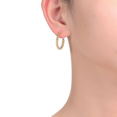 14K Gold Plated Open Hoop Butterfly Post Back Earrings