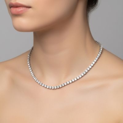 Dazzling Cubic Zirconia 3MM Tennis Necklace