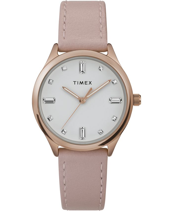 Timex Women s Quartz Analog Modern Easy Reader Pink Leather Watch